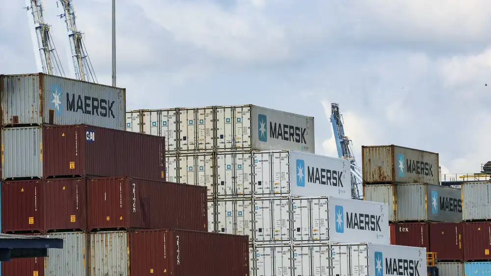 8e3af1 20260302 maersk shipping containers stacked at a port webp1000